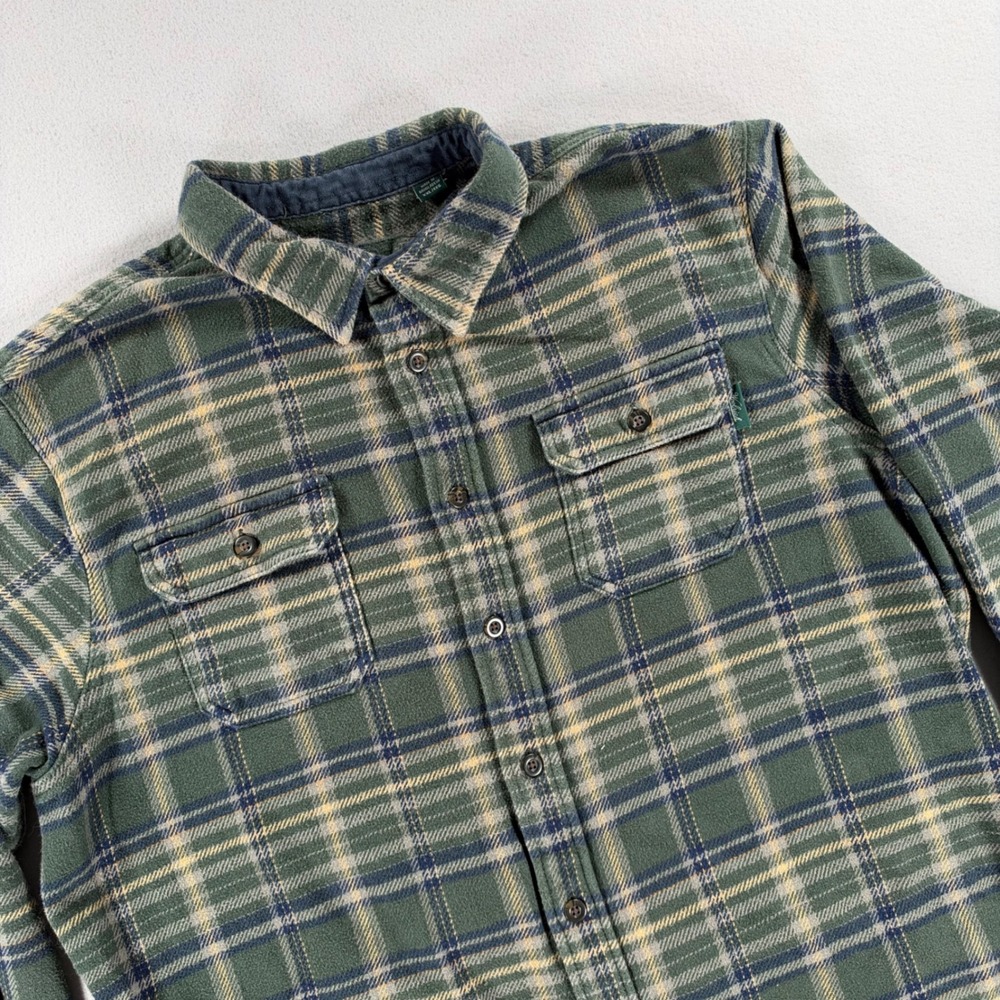 Woolrich Plaid Flannel Button Up Shirt XXL Two Pocket Green
